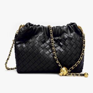 Black Woven Chain Shoulder Bag